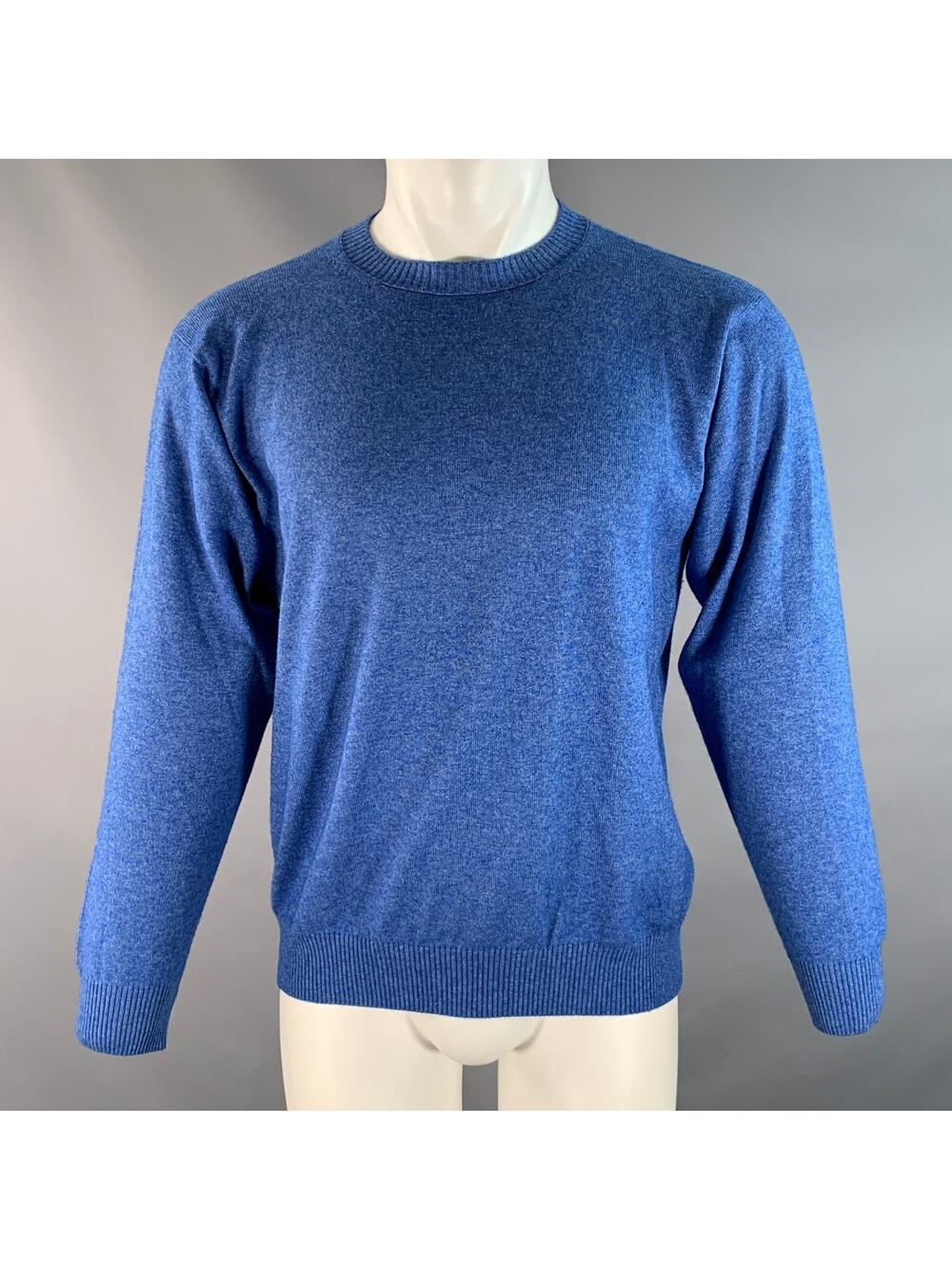 KITON Size M Blue Knitted Cashmere / Silk Crew-Neck Pullover